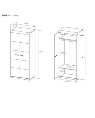 PIASKI MEBLI Украина - Шкаф платяной двухдверный LINK Дуб Сонома Meble Laski Meble LASKI 4