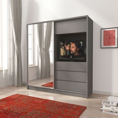 PIASKI MEBLI Україна - Шафа TV з дзеркалом та шулядами 200 Графіт Meble Piaski Meble Piaski 2