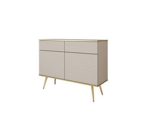 Комод двухдверный ORO MDF Бежевый/Золотой каркас ORO_MDF_KSZ107_BEZOWY_ZLOTY фото