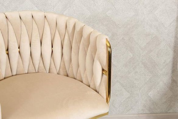 Полубарний стул бархатный LUXE H-7 (бежевый) LUXE-H7-BEZOWY_ZLOTY фото