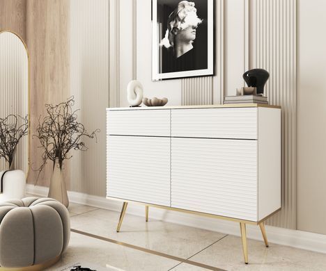 Комод дводверний ORO MDF Білий/Золотий каркас ORO_MDF_KSZ107_BIALY_ZLOTY фото