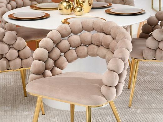 Стілець обідній велюровий BUBBLE (капучіно) BUBBLE-KR-CAPPUCINO_ZLOTY фото