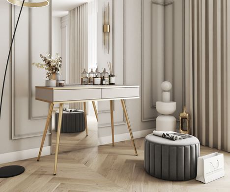 Туалетний столик з шухлядою у спальню ORO T102 Бежевий / Золотий каркас ORO_T102_BEZOWY_ZLOTY фото