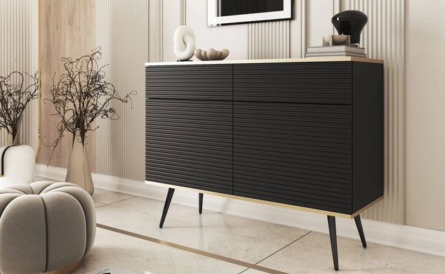 Комод дводверний ORO MDF Чорний/Чорний каркас ORO_MDF_KSZ107_CZARNY_CZARNY фото