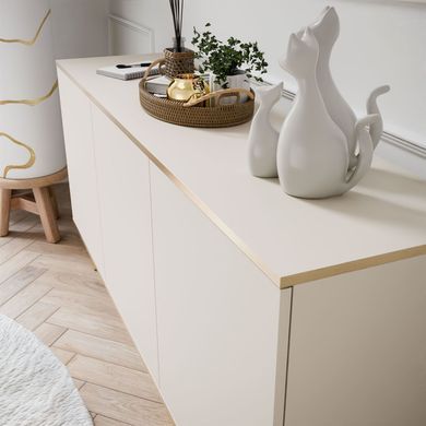 Комод трехдверный ORO MDF Бежевый/Золотой каркас ORO_MDF_K160_BEZOWY_ZLOTY фото