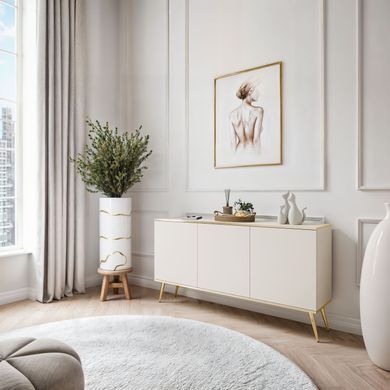 Комод трехдверный ORO MDF Бежевый/Золотой каркас ORO_MDF_K160_BEZOWY_ZLOTY фото