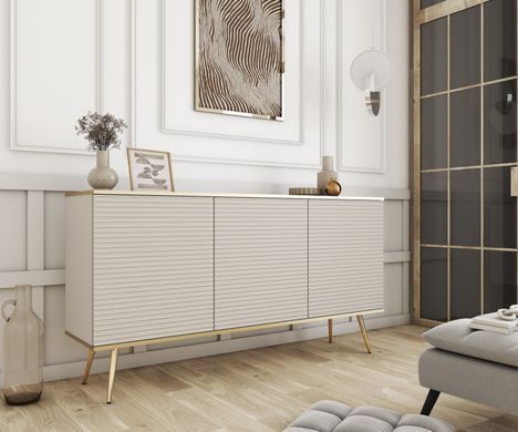 Комод тридверний ORO MDF Бежевий/Золотий каркас ORO_MDF_K160_BEZOWY_ZLOTY фото