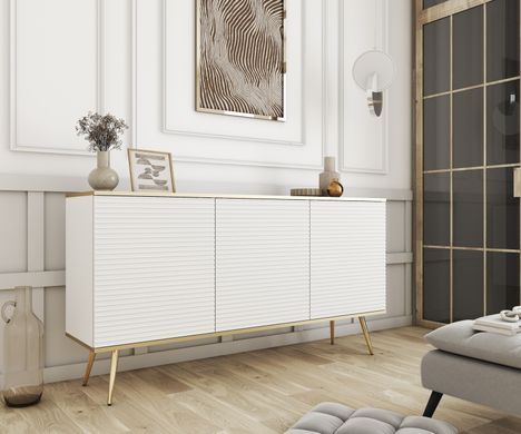 Комод трехдверный ORO MDF Белый/Золотой каркас ORO_MDF_K160_BIALY_ZLOTY фото