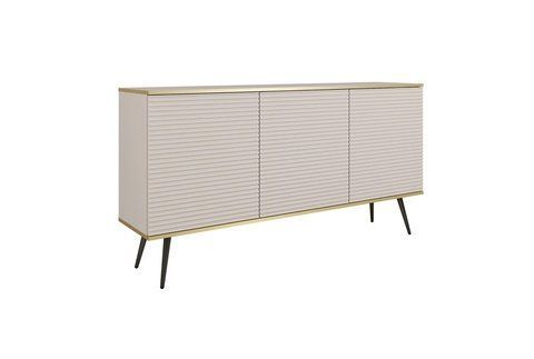 Комод трехдверный ORO MDF Бежевый/Черный каркас ORO_MDF_K160_BEZOWY_CZARNY фото