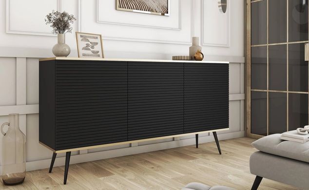 Комод тридверний ORO MDF Чорний/Чорний каркас ORO_MDF_K160_CZARNY_CZARNY фото