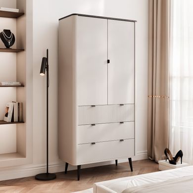 Шкаф двухдверный с ящиками MARLY S-190 кашемир/серый камень MARLY_REGAL_1_KASHMIR_SZARY_KAMIEN фото