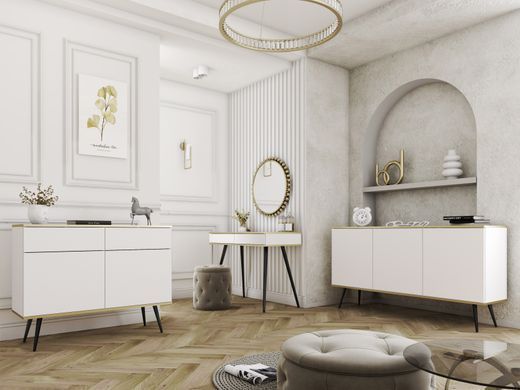 Туалетний столик з шухлядою у спальню ORO T102 Білий/Чорний каркас ORO_T102_BIALY_CZARNY фото