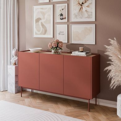 Комод тридверний у вітальню широкий COLOR K144 (червоний) COLOR_K144_CERAMIC_RED фото