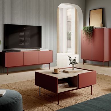 Комод тридверний у вітальню широкий COLOR K144 (червоний) COLOR_K144_CERAMIC_RED фото