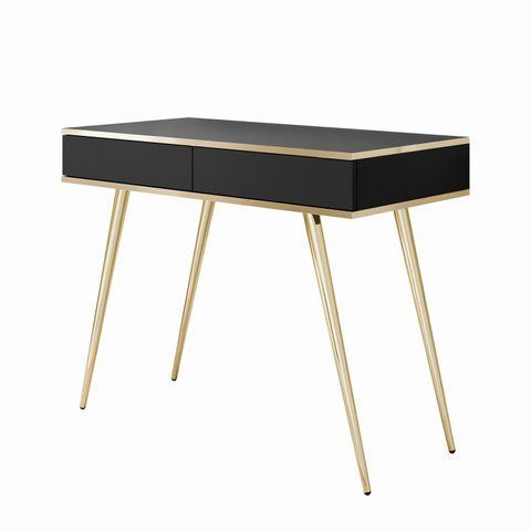 Туалетний столик з шухлядою у спальню ORO T102 Чорний / Золотий каркас ORO_T102_CZARNY_ZLOTY фото