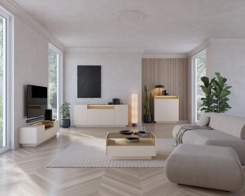 Тумба під ТВ дводверна з шухлядою HIRO Бежевий HIRO_E_BEZ фото