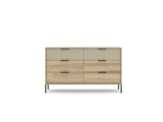 Комод широкий с 6 ящиками LETTO Дуб терра/серый LETTO_K6S153 фото