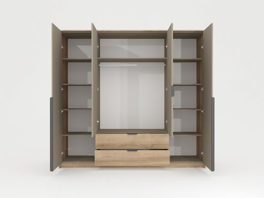 Шафа чьотиридверна з дзеркалом LETTO Дуб терра/сірий LETTO_S4D2S фото