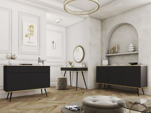 Туалетный столик с ящиком в спальню ORO T102 Черный/Черный каркас ORO_T102_CZARNY_CZARNY фото