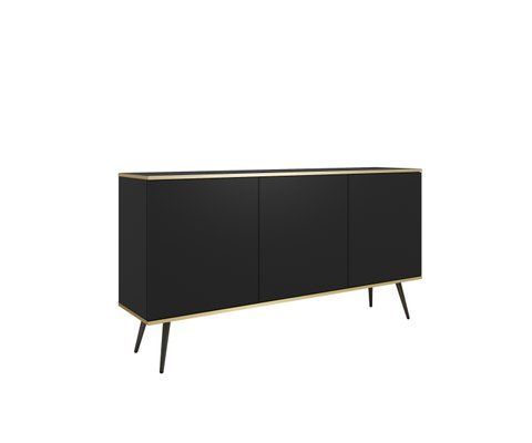 Комод трехдверный в гостинную ORO K-160 Черный/Черный каркас ORO_K160_CZARNY_CZARNY фото