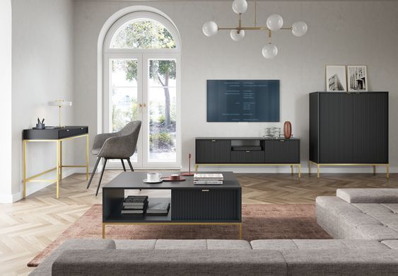 Туалетний столик з шухлядою у спальню NOVA T104G Чорний/Золотий каркас Meble Piaski NOVA_T104_CZARNY_ZLOTY фото