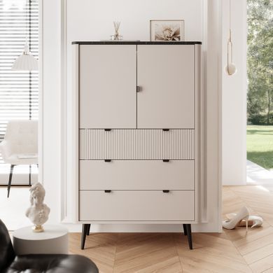 Стелаж з шухлядами MARLY R-142 кашемір/сірий камінь MARLY_REGAL_6_KASHMIR_SZARY_KAMIEN фото